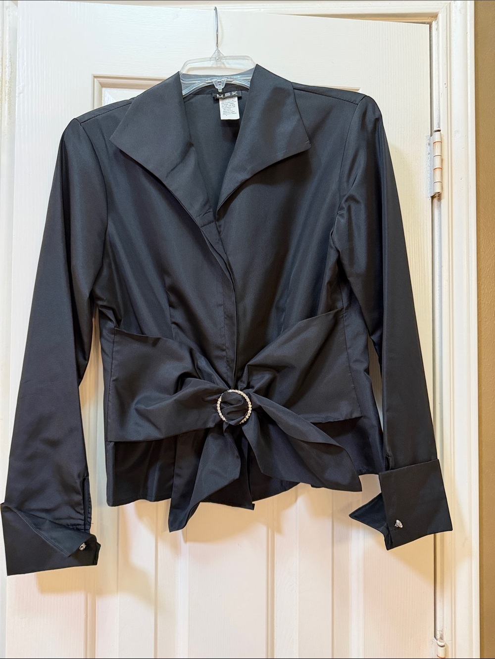 MSK Black Satin Tie-Waist Blazer
